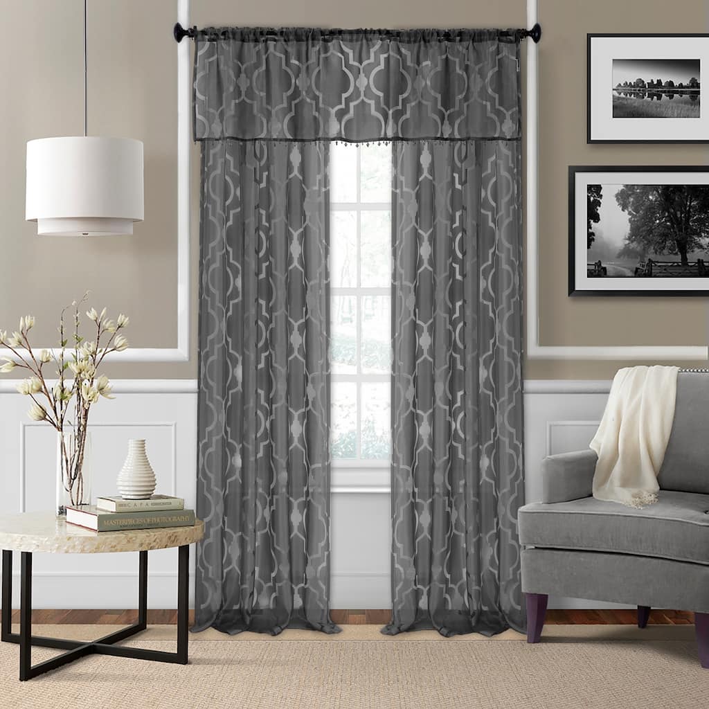 Elrene Montego Sheer Beaded Window Valance - 52" w x 15" l - 52" w x 15" l