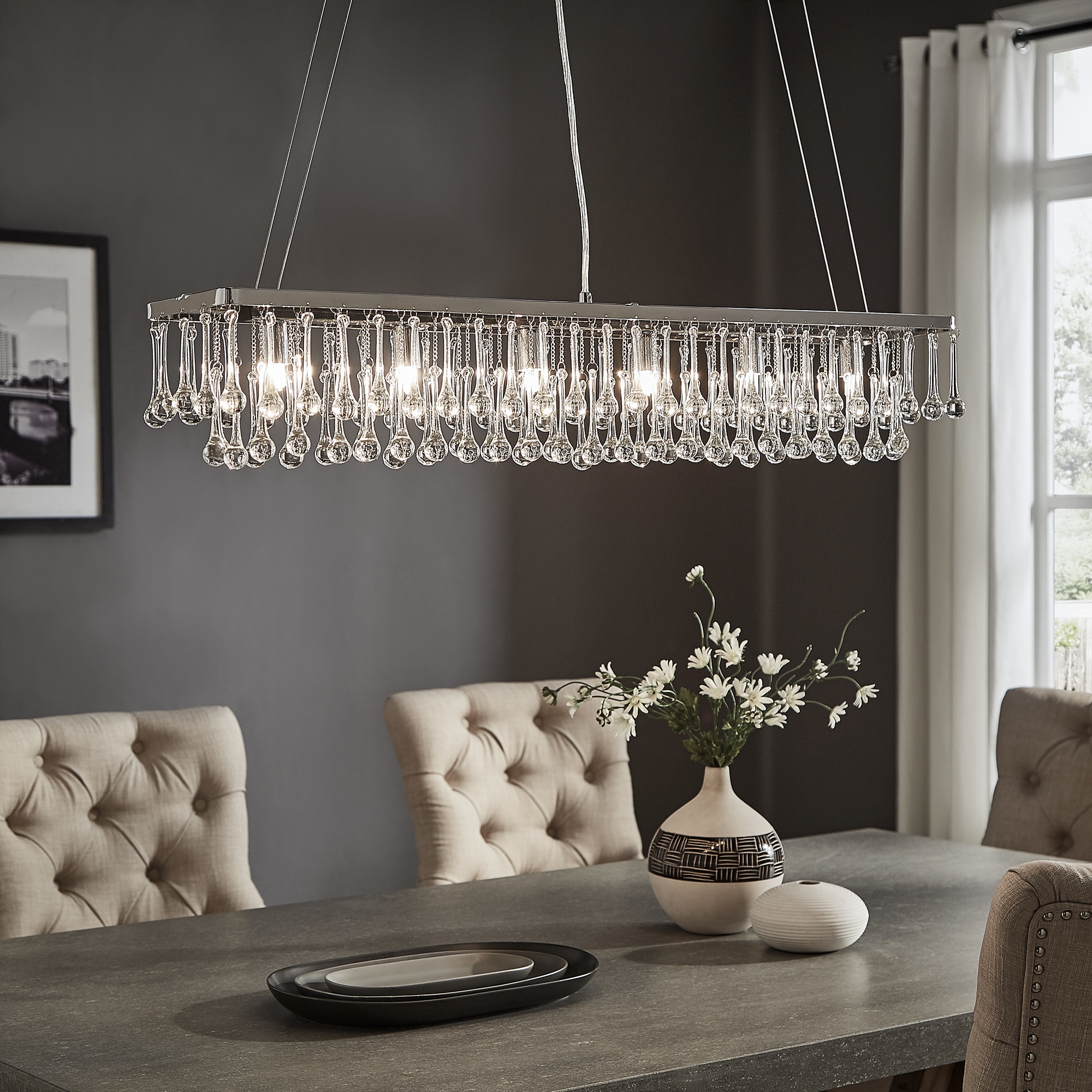 Taren Chrome Finish 6-light Rectangular Drop Chandelier by iNSPIRE Q Modern (Chrome) - Chandeliers For Bedrooms by Overstock.com