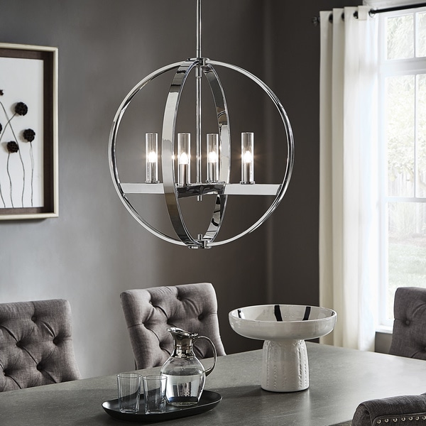 Jasper Chrome Finish Adjule 4 Light Orb Chandelier By Jasper Chrome Finish Adjule 4 Light Orb Chandelier By Inspire Q Modern