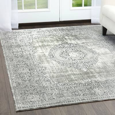 Minerva Distressed Gray & Dark Gray Area Rug by Home Dynamix - 7'10"x10'2"