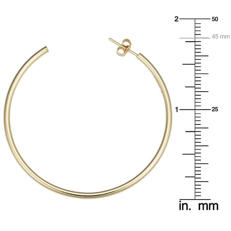 Fremada Italian 14k Yellow Gold 2x45 millimeters Open Hoop Earrings