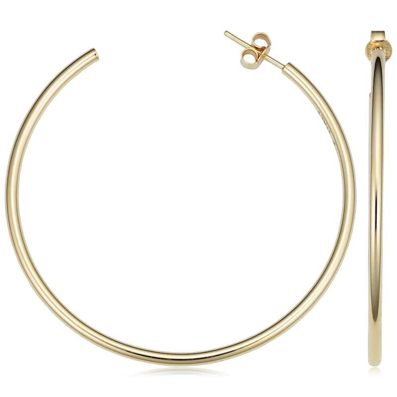 Fremada Italian 14k Yellow Gold 2x45 millimeters Open Hoop Earrings
