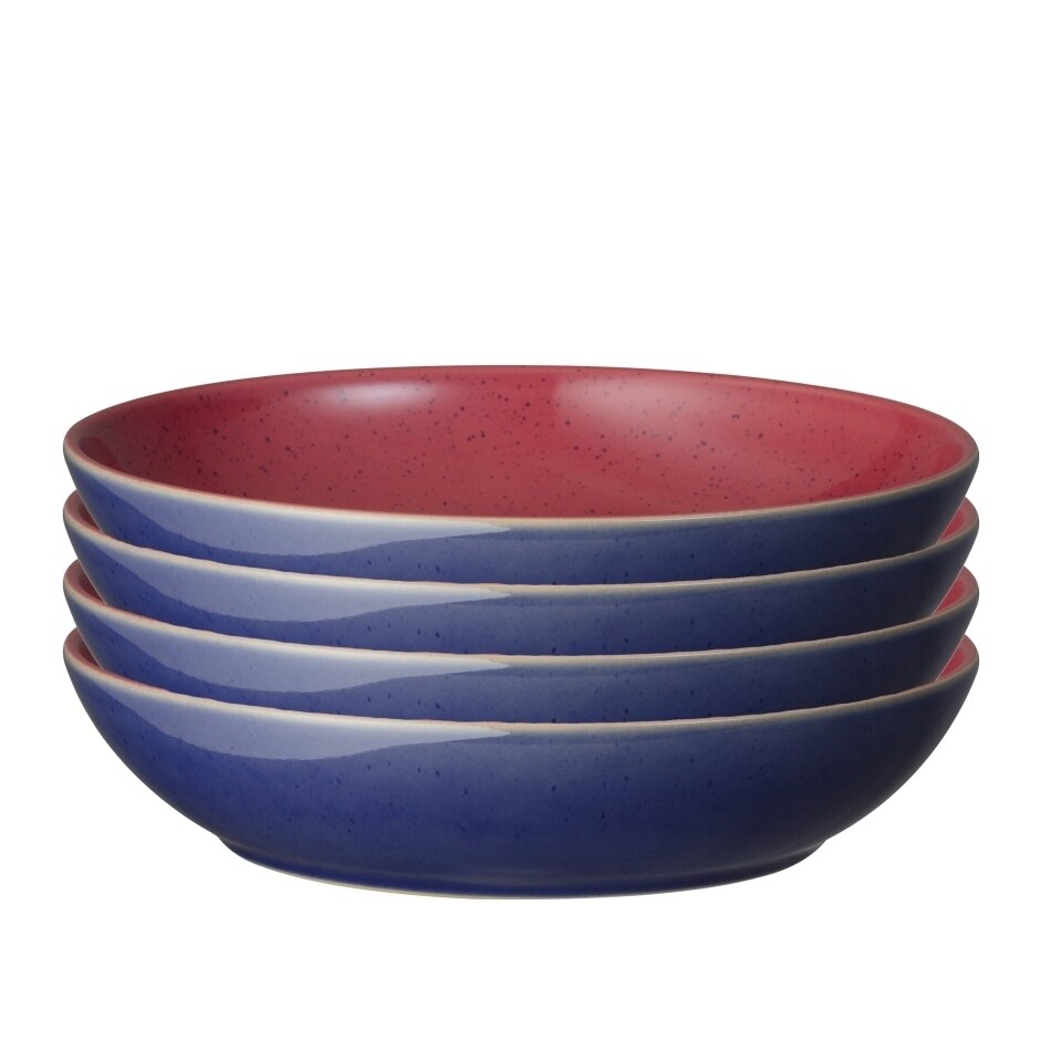 Denby Harlequin Blue/Red Set 4 Pasta Bowls - Bed Bath & Beyond