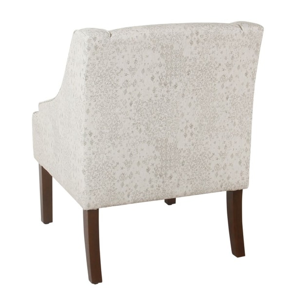 Porch & Den Lyric Swoop Arm Cream/ Gray Vintage Stencil Accent Chair