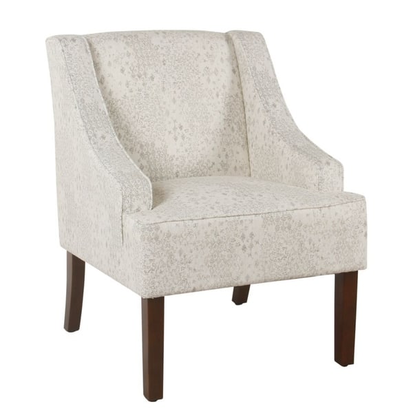 Porch & Den Lyric Swoop Arm Cream/ Gray Vintage Stencil Accent Chair