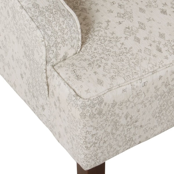 Porch & Den Lyric Swoop Arm Cream/ Gray Vintage Stencil Accent Chair