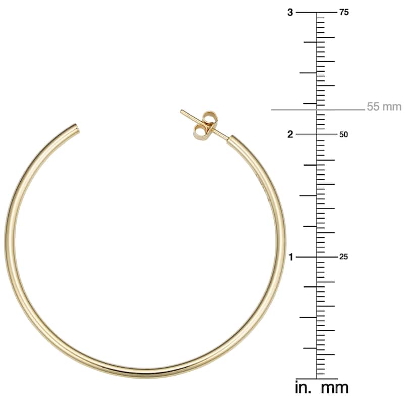 Italian 14k Yellow Gold 2x55 millimeters Open Hoop Earrings
