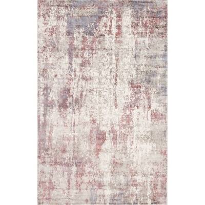 Allure Handmade Vintage Abstract Grey Raspberry Viscose Rug