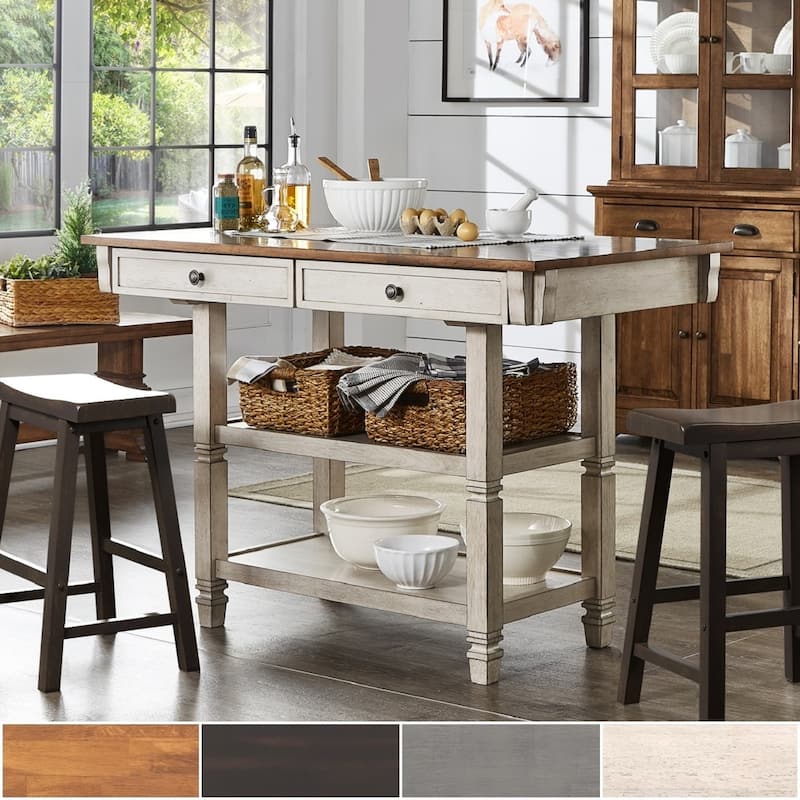 Elena 2-tone Antique Kitchen Island Buffet by iNSPIRE Q Classic