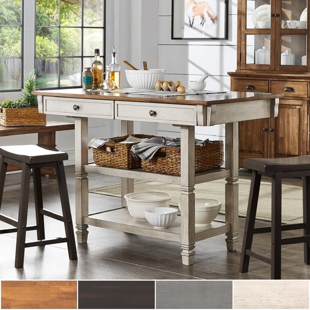 Elena 2-tone Antique Kitchen Island Buffet by iNSPIRE Q Classic