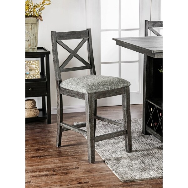 Devlin Rustic Dark Walnut Counter Height Chairs Set Of 2 By Foa