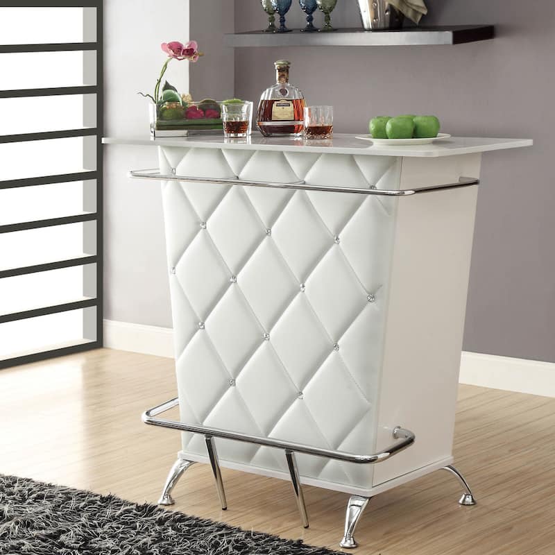 Mine Contemporary 47-inch Wide Faux Leather Tufted Bar Table by Furniture of America