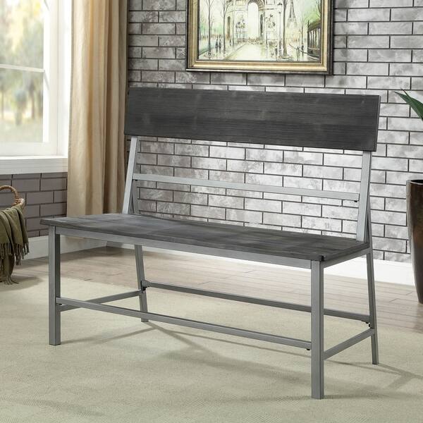 Shop Furniture Of America Traw Industrial Black Metal Dining Bench