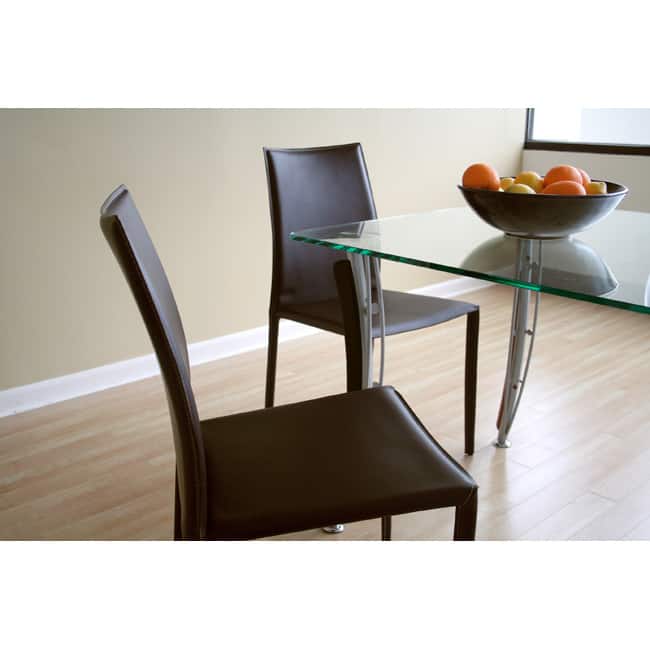 Modern Brown Faux Leather Dining Chair 2-Piece Set