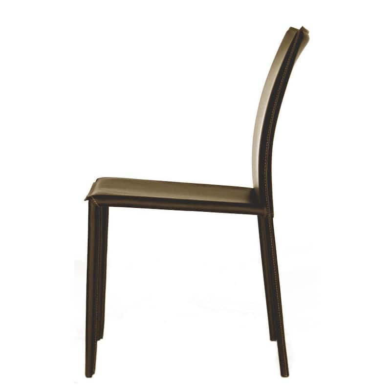 Modern Brown Faux Leather Dining Chair 2-Piece Set