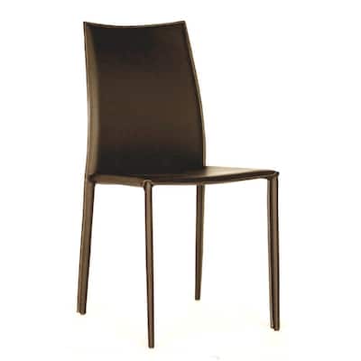 Modern Brown Faux Leather Dining Chair 2-Piece Set