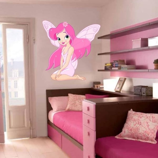 shop pink fairy full color wall decal sticker k-287 frst size 52"x65