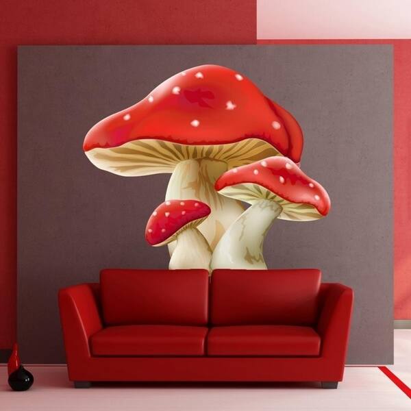 Huge Mushrooms Full Color Wall Decal Sticker FRST Size 52"x52" Bed
