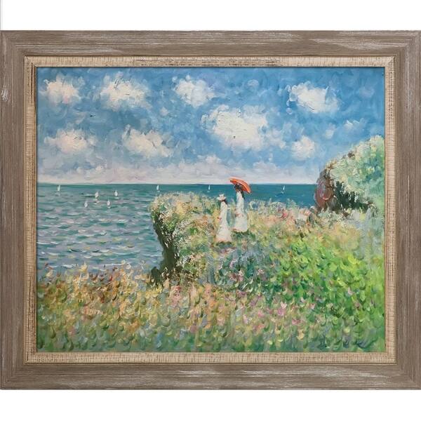 La Pastiche Claude Monet 'Cliff Walk At Pourville' Hand Painted Oil ...