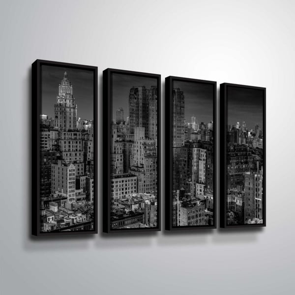 ArtWall Richard James 'UWS at Dusk' 4 Piece Floater Framed Canvas Set
