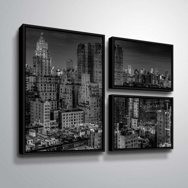 ArtWall Richard James 'UWS at Dusk' 3 Piece Floater Framed Canvas Flag Set