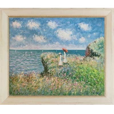 La Pastiche Claude Monet 'Cliff Walk At Pourville' Hand Painted Oil Reproduction