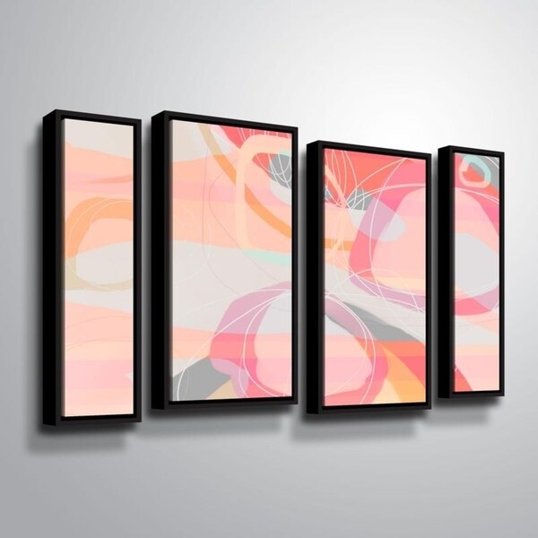 ArtWall Delores Orridge Naskrent 'Salt Water Taffy' 4 Piece Floater Framed Canvas Staggered Set