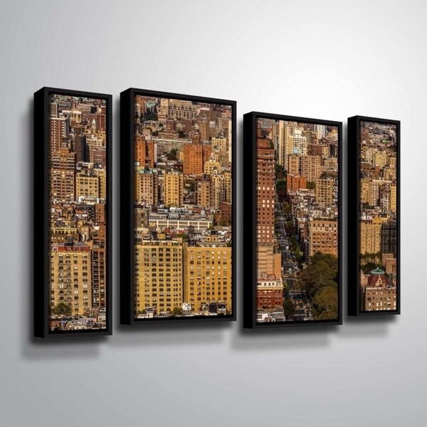 ArtWall Richard James 'Upper West Side' 4 Piece Floater Framed Canvas Staggered Set - 24 x 36