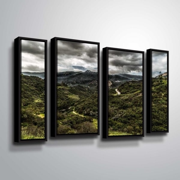 ArtWall Richard James 'Topanga III' 4 Piece Floater Framed Canvas Staggered Set - 24 x 36