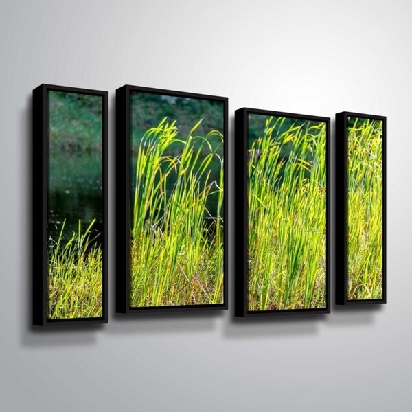 ArtWall Richard James 'Grasses' 4 Piece Floater Framed Canvas Staggered Set - 24 x 36
