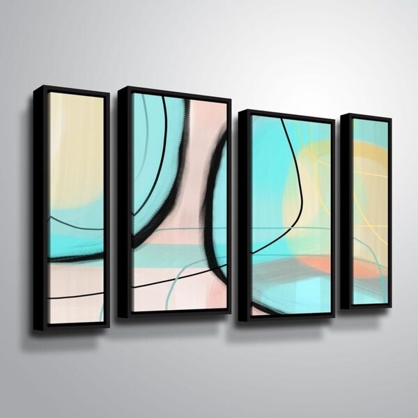ArtWall Delores Orridge Naskrent 'Tumbled Glass' 4 Piece Floater Framed Canvas Staggered Set