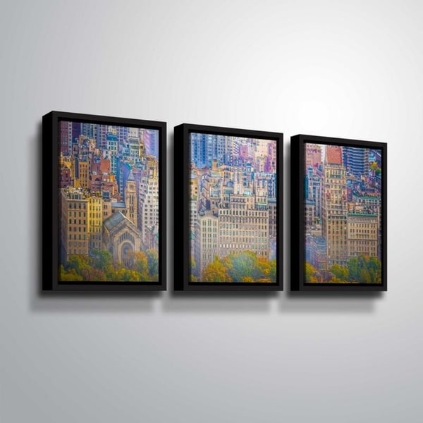 ArtWall Richard James 'UES Colorful' 3 Piece Floater Framed Canvas Set