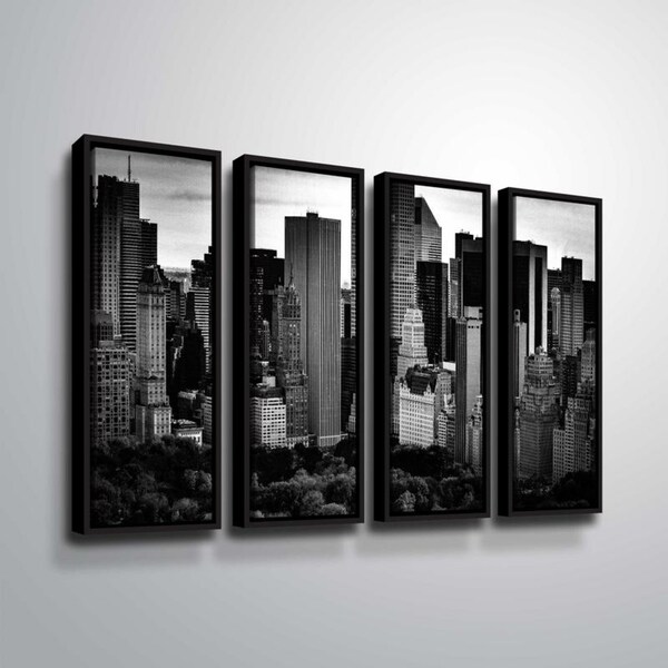 ArtWall Richard James 'Midtown B&W' 4 Piece Floater Framed Canvas Set