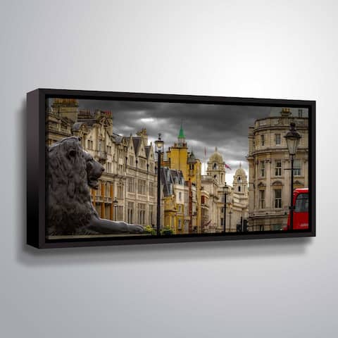 ArtWall Richard James 'Landseer's Lion' Gallery Wrapped Floater-framed Canvas - Grey