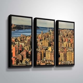 ArtWall Richard James 'UWS Hudson River' 3 Piece Floater Framed Canvas ...