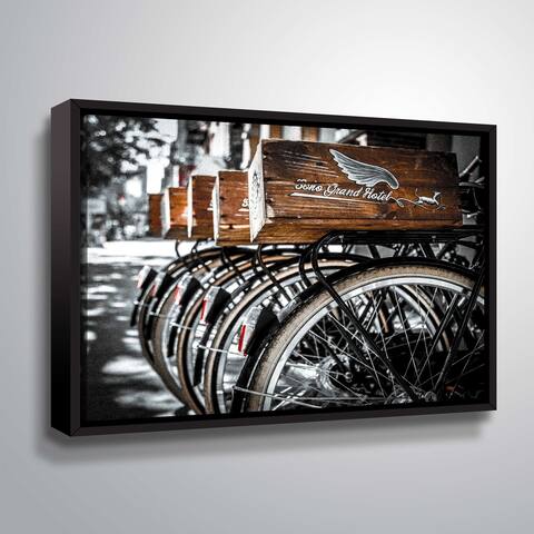 ArtWall Richard James 'Soho Bike' Gallery Wrapped Floater-framed Canvas - White