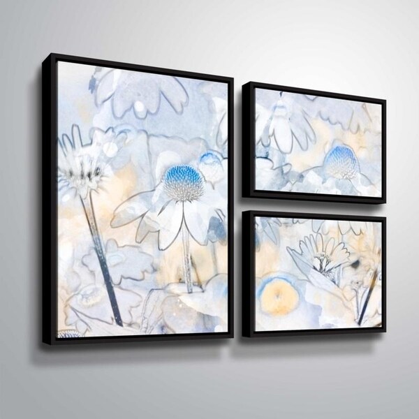 ArtWall Julie Mann Sperry 'Painting the daisies #2' 3 Piece Floater Framed Canvas Flag Set