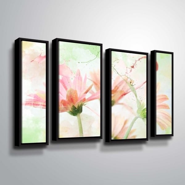 ArtWall Julie Mann Sperry 'Giving the daisies color A' 4 Piece Floater Framed Canvas Staggered Set - 24 x 36