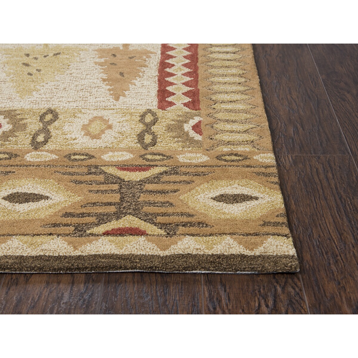 Rizzy Home Northwoods Brown/Red/Green Wool Handmade Area Rug Brown