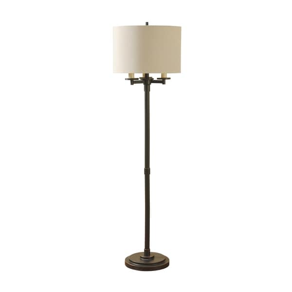 StyleCraft Madison Bronze Floor Lamp - Cream Hardback Fabric Shade