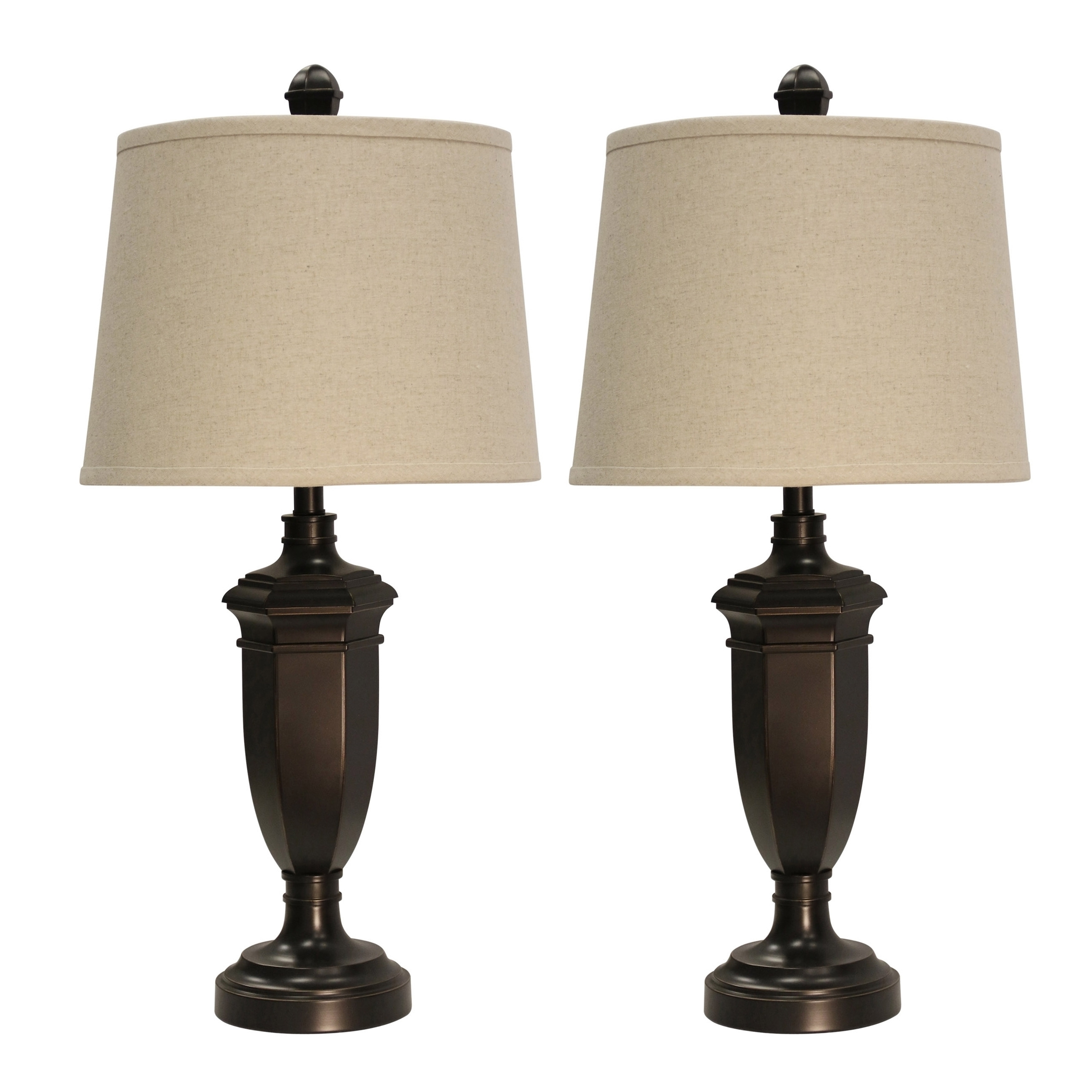 Shop Madison Bronze Table Lamp Beige Hardback Fabric Shade Set Of 2 Overstock 20874727