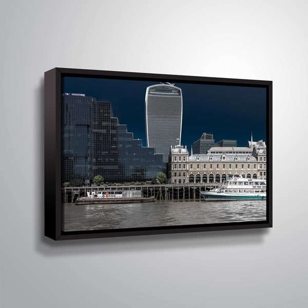 ArtWall Richard James 'Fenchurch Thames' Gallery Wrapped Floater-framed Canvas - Grey. Opens flyout.