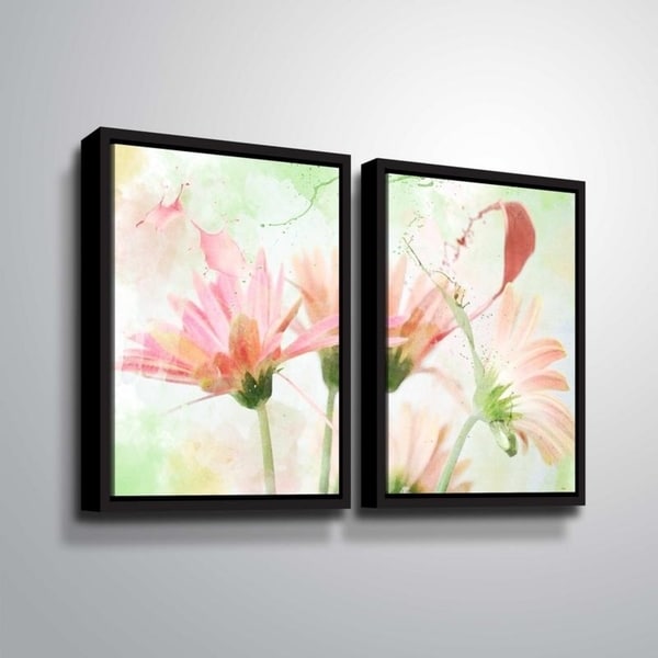 ArtWall Julie Mann Sperry 'Giving the daisies color A' 2 Piece Floater Framed Canvas Set