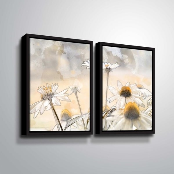 ArtWall Julie Mann Sperry 'Painting the daisies #1' 2 Piece Floater Framed Canvas Set