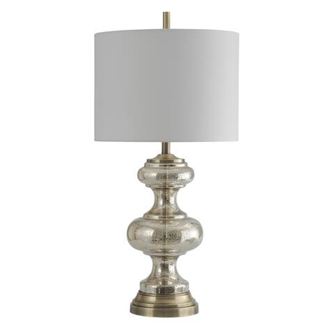 StyleCraft Northbay Mercury Glass With Antique Brass Table Lamp - White Hardback Fabric Shade
