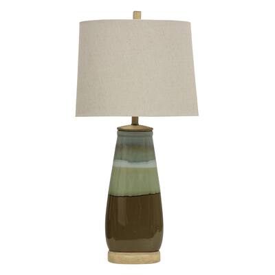 StyleCraft Millville Millville Reactive Glaze Ceramic Table Lamp - White Hardback Shade