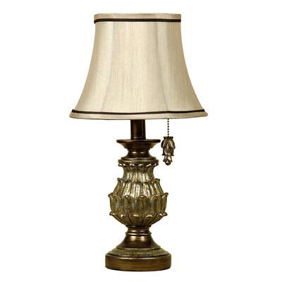 StyleCraft Salerno Antique Gold Table Lamp - Cream Fabric Shade