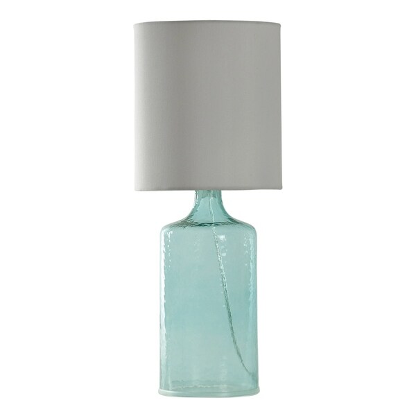 Aqua Blue Table Lamp - White Hardback Fabric Shade