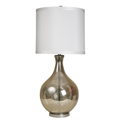 StyleCraft Northbay Mercury Glass Table Lamp - White Hardback Fabric Shade