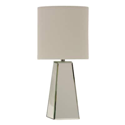 Silver Table Lamp - White Hardback Fabric Shade